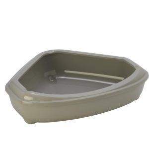 Туалет-лоток угловой с рамкой corner+rim, 55х45х13, теплый серый (Бельгия) (55х45х13 см)