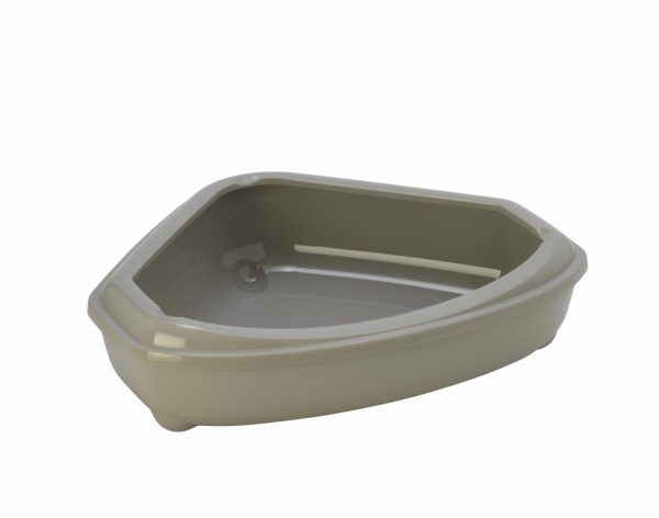 Туалет-лоток угловой с рамкой corner+rim, 55х45х13, теплый серый (Бельгия) (55х45х13 см)