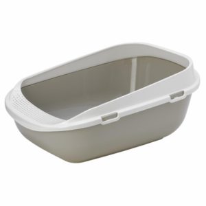 Туалет для кошек с рамкой с высокими бортами, 65.6x48.2x28.5 см, теплый серый (Бельгия) (66x48x29 см)