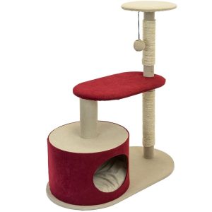 Домик-когтеточка "Альпа" с этажом и полкой, бордо (85х40х90 см)