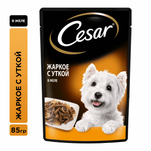 Влажный корм Cesar для взрослых собак, жаркое с уткой в желе (85 г)