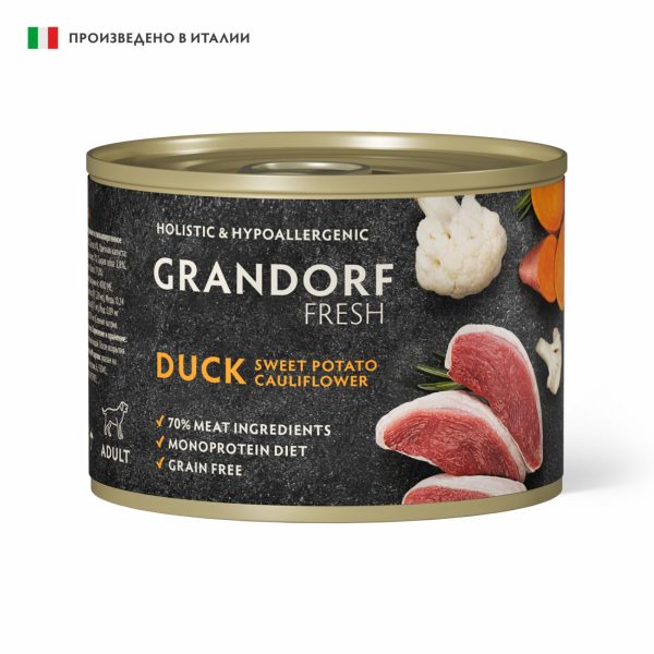 Fresh Консервы для собак Паштет из утки с бататом и цветной капустой (200 г)