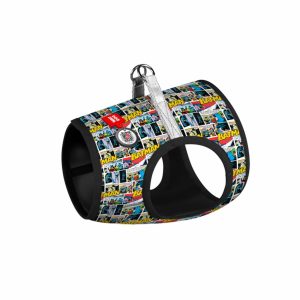 Шлея для собак мягкая "Clothes" c QR паспортом, рисунок "Бэтмен комикс" (S2)