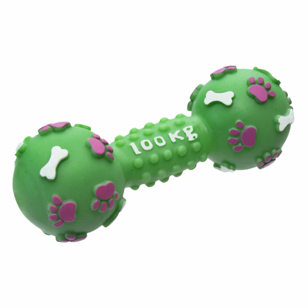 Игрушка для собак "Гантель 100 кг", зеленая (15 см)