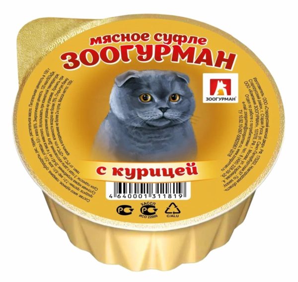 Консервы для кошек  «Мясное суфле», с курицей, ламистер (100 г)