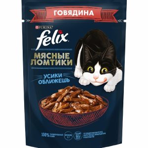 Паучи для кошек Мясные ломтики кусочки в соусе с говядиной, 1 шт (1 шт)