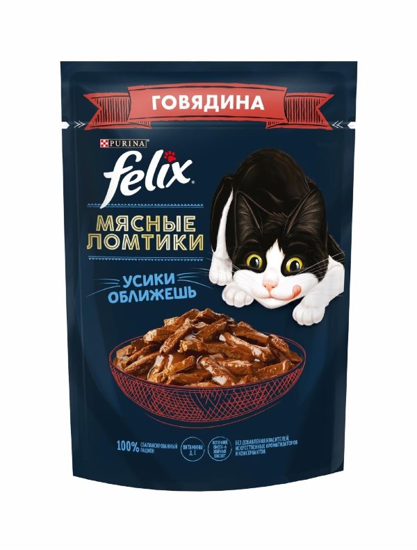 Паучи для кошек Мясные ломтики кусочки в соусе с говядиной, 1 шт (1 шт)