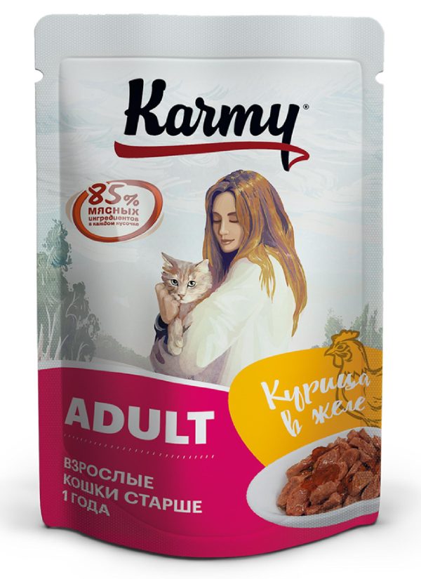 Бокс 12 шт. Паучи для кошек с курицей в желе старше 1 года (960 г)
