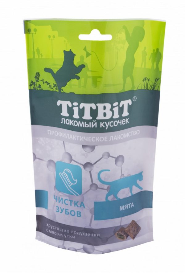 Хрустящие подушечки для кошек, с мясом утки для чистки зубов (60 г)