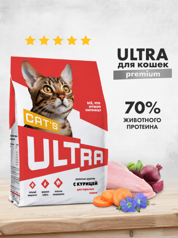 Аппетитные кружочки с курицей для взрослых кошек (3 кг)