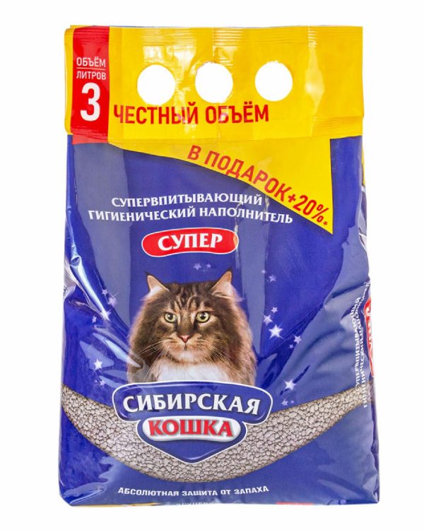 Наполнитель СУПЕР впитывающий комкующийся 100% натуральный без пыли, 3 л (4.05 кг)