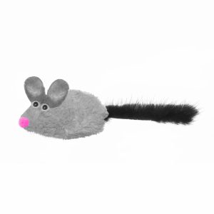 Игрушка для кошек с хвостом из натуральной норки, серая (5 г)