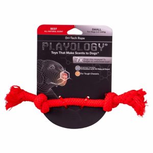 Жевательный канат Playology DRI-TECH ROPE для собак с ароматом говядины, цвет красный (S)