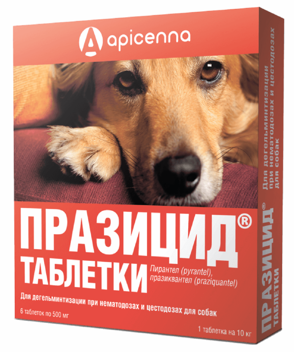 Празицид от глистов для собак, 6 таблеток, празиквантел (10 г)