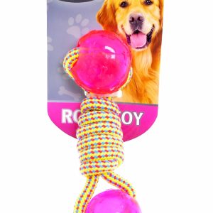 Игрушка для собак "Плетеная гантелька с двумя шариками", 17 см (100 г)