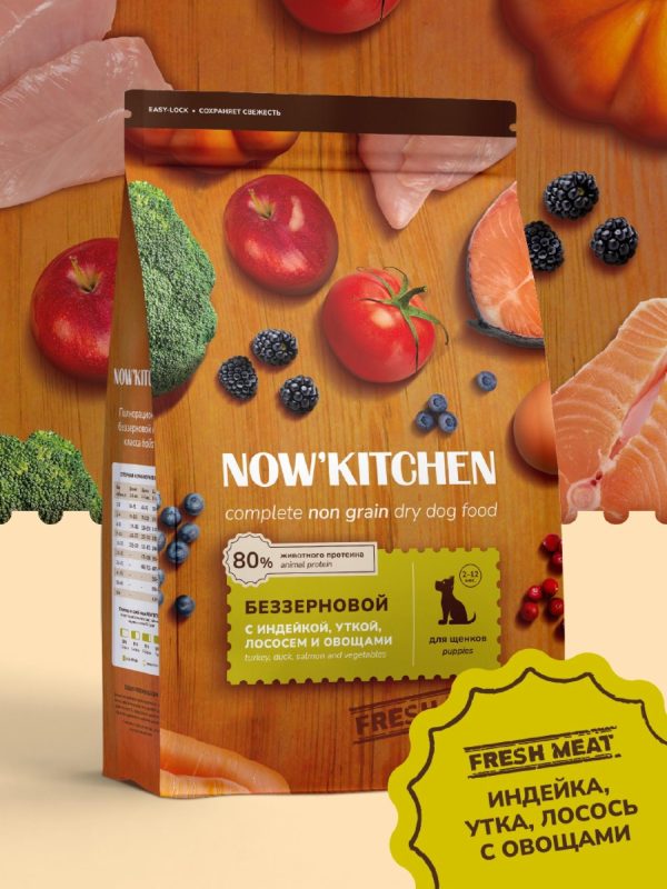 Fresh беззерновой корм для щенков со свежей индейкой, уткой, лососем, Puppy Grain-free Recipe, Turkey, Duck, Salmon, 1,59 кг (1.59 кг)