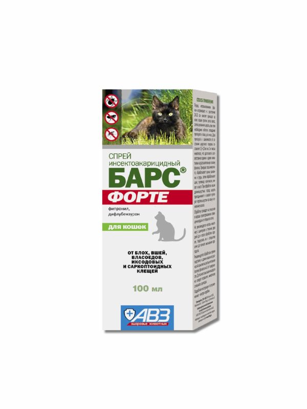 Спрей БАРС форте для обработки кошек от блох и клещей (100 мл)