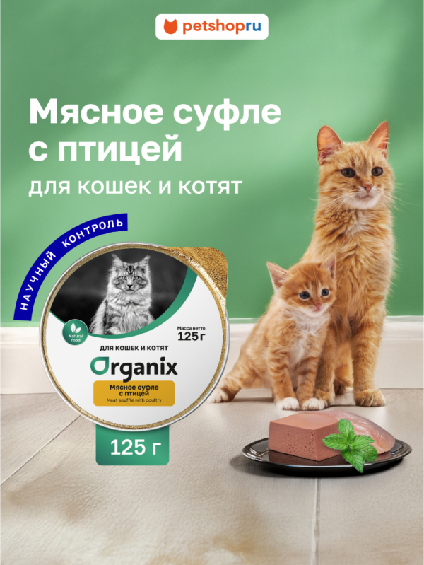 Мясное суфле для котят с птицей. Влажный корм (125 г)
