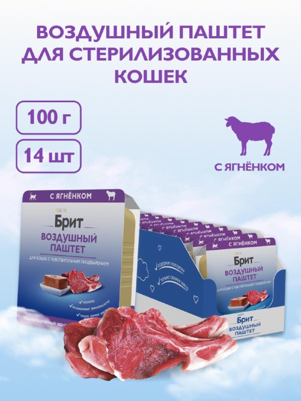 Воздушный паштет с ягненком для кошек с чувствительным пищеварением, 1 шт (1 шт)