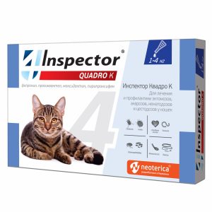 Quadro капли на холку для кошек 1-4 кг, от глистов, насекомых, клещей (0,4 мл)