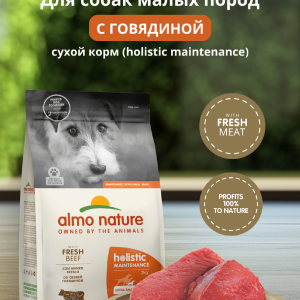 HOLISTIC Сухой корм для взрослых собак малых пород со свежей говядиной, Life Maintenance, Small Breed, Fresh Beef (12 кг)