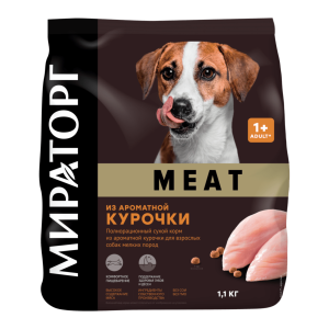 Полнорационный сухой корм из ароматной курочки для взрослых собак мелких пород (1.1 кг)