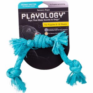 Сенсорный канат Playology PUPPY SENSORY ROPE для щенков мелких и средних пород 8-16 недель, с ароматом арахиса (100 г)