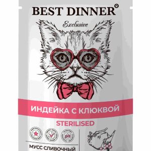 Мусс сливочный для стерилизованных кошек Индейка с клюквой (85 г)
