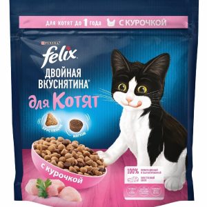 Сухой корм Двойная Вкуснятина для котят до года с курочкой (600 г)