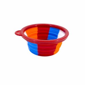 Силиконовая складная миска "Радуга", красная (300 г)
