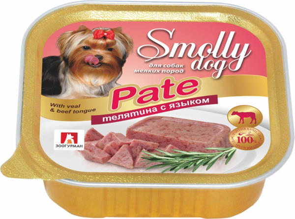 Консервы для собак "Smolly dog" Телятина с языком (100 г)