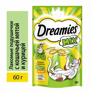 Лакомство Dreamies MIX для взрослых кошек, с мятой и курицей, 6шт (360 г)