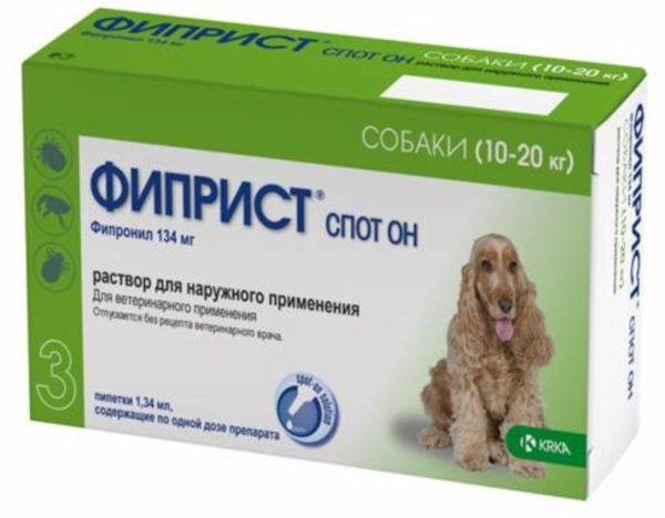 Фиприст спот он для собак 10-20 кг, 134мг/1,34мл, №3 (3*1.34 мл)