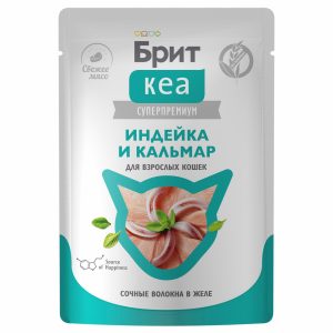 Пауч для взрослых кошек, Индейка и Кальмар в желе, 75 г (75 г)