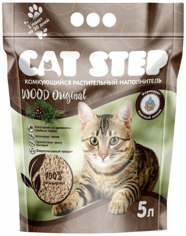 Комкующийся растительный наполнитель Wood Original (5 л)