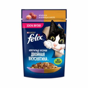 Двойная Вкуснятина® для взрослых кошек, с ягненком и курицей, в желе, 1 шт (1 шт)