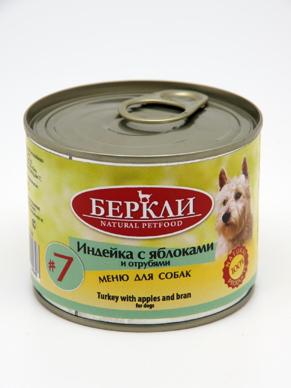 Консервы для собак с индейкой, яблоками и отрубями LOCAL (200 г)