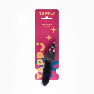 Игрушка для кошек Мышка с хвостом из натурального меха норки, серая (13 г)