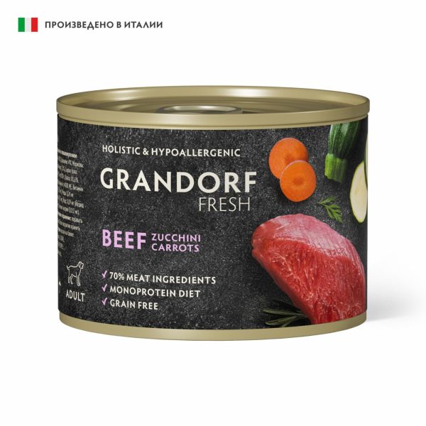 Fresh Консервы для собак Паштет из говядины с цуккини и морковью (200 г)
