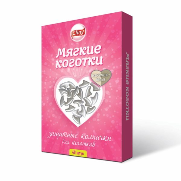 Колпачки на когти для кошек "Мягкие коготки", жемчужно-белые (40 шт)