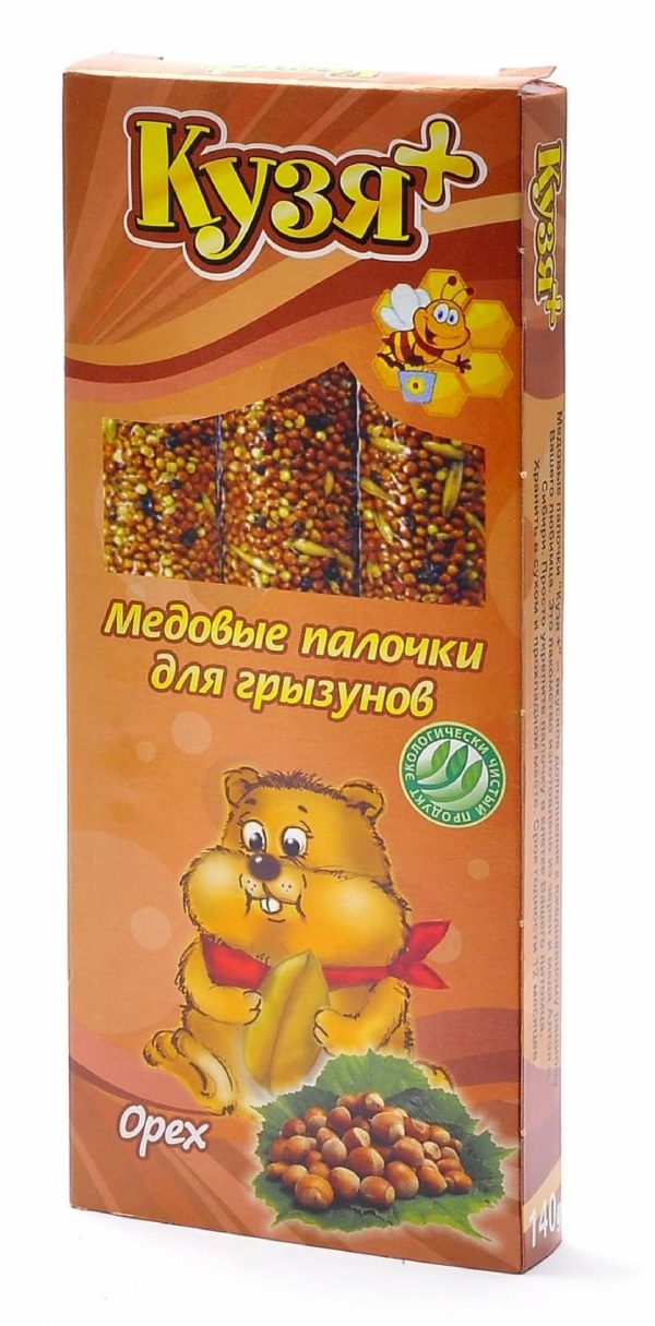Кузя + палочки для грызунов "Орех", 4шт (14 г)