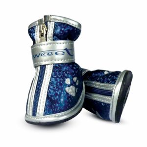 Ботинки для собак, синие с лапками (L)