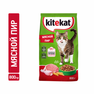 Сухой полнорационный корм для взрослых кошек Мясной Пир (1.9 кг)