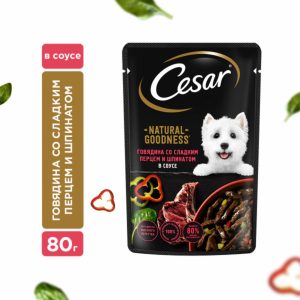 Паучи для собак с говядиной, паприкой, шпинатом в соусе (80 г)
