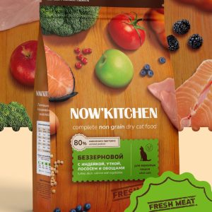 Fresh беззерновой корм для взрослых кошек со свежей индейкой, уткой, лососем и овощами, Adult Grain-free Recipe, Turkey, Duck, Salmon, 1,36 кг (1.36 кг)