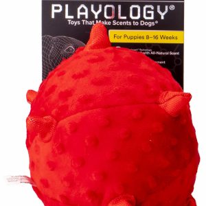 Сенсорный плюшевый мяч Playology PUPPY SENSORY BALL для щенков мелких и средних пород 8-16 недель с ароматом говядины (11 см)