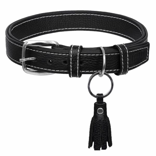 Ошейник Noir из натуральной кожи, черный (L)