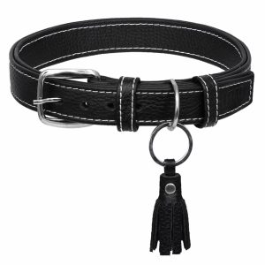 Ошейник Noir из натуральной кожи, черный (M)