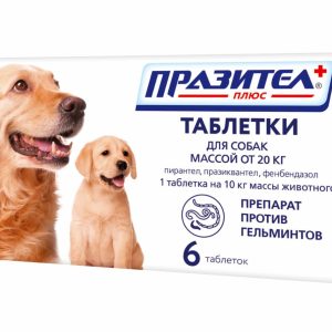 Празител плюс от глистов для собак и щенков средних и крупных пород, 6 таб. (20 г)