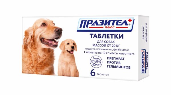 Празител плюс от глистов для собак и щенков средних и крупных пород, 6 таб. (20 г)